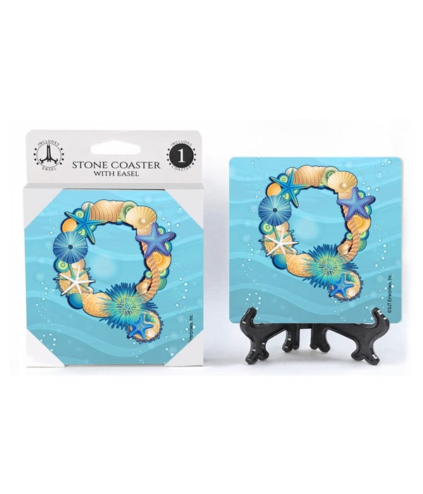 Ocean Lettered Stone Coasters-1 pack-"Q"