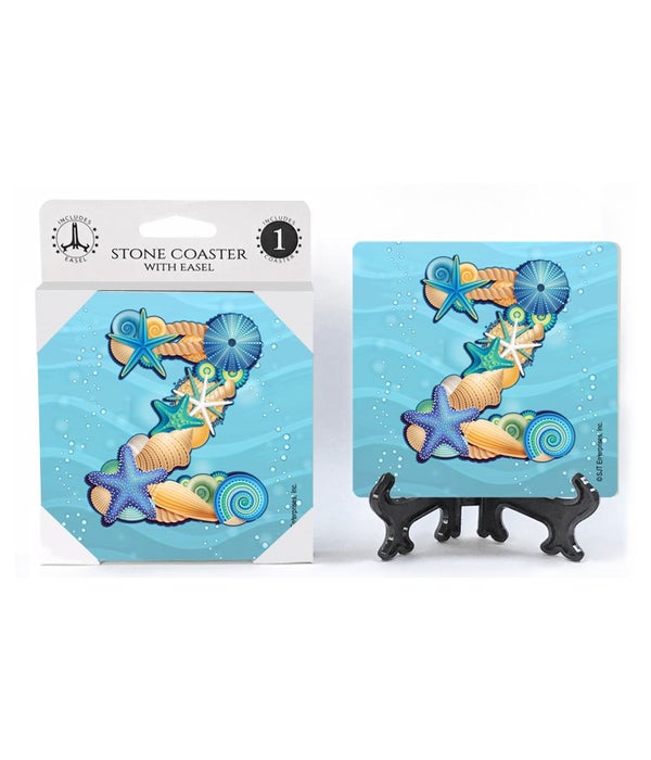 Ocean Lettered Stone Coasters-1 pack-"Z"