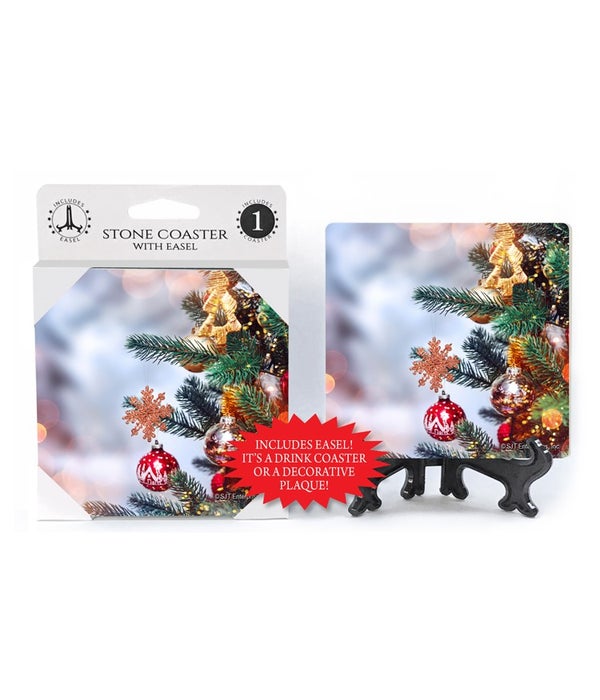 Ornaments hanging on tree-1 pack stone coaster
