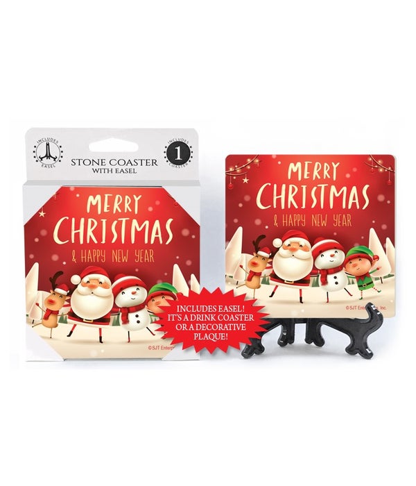 Merry Christmas & Happy New Year-1 pack stone coaster