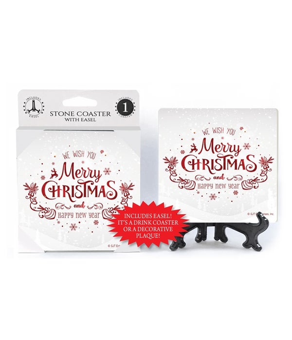 We Wish you a Merry Christmas-1 pack stone coaster