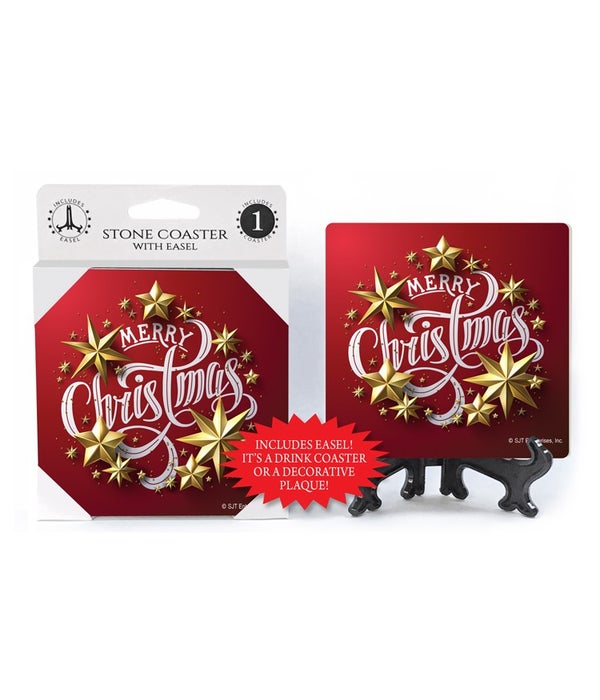 Merry Christmas-1 pack stone coaster