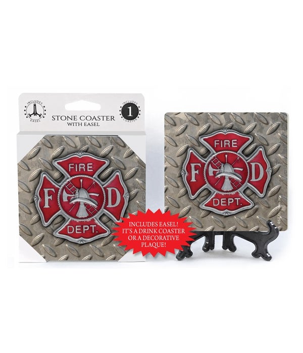Fire Department-Badge-1 pack stone coaster
