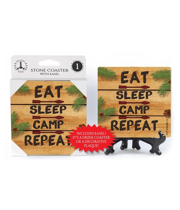 Eat, Sleep, Camp-Repeat 1 pack stone coaster