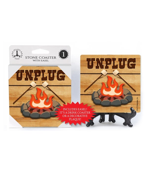 Unplug-campfire 1 pack stone coaster