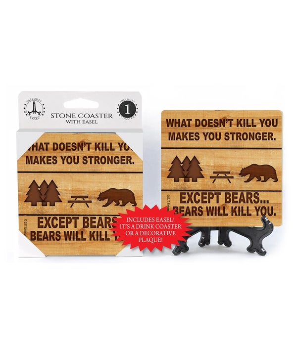 What doesn't kill you makes you stronger 1 pack stone coaster