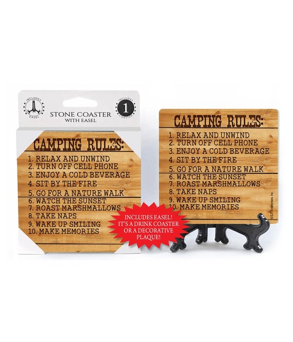 Camping Rules 1 pack stone coaster