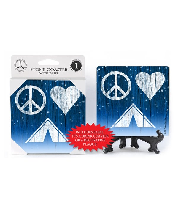 Peace-Love-Tent 1 pack stone coaster