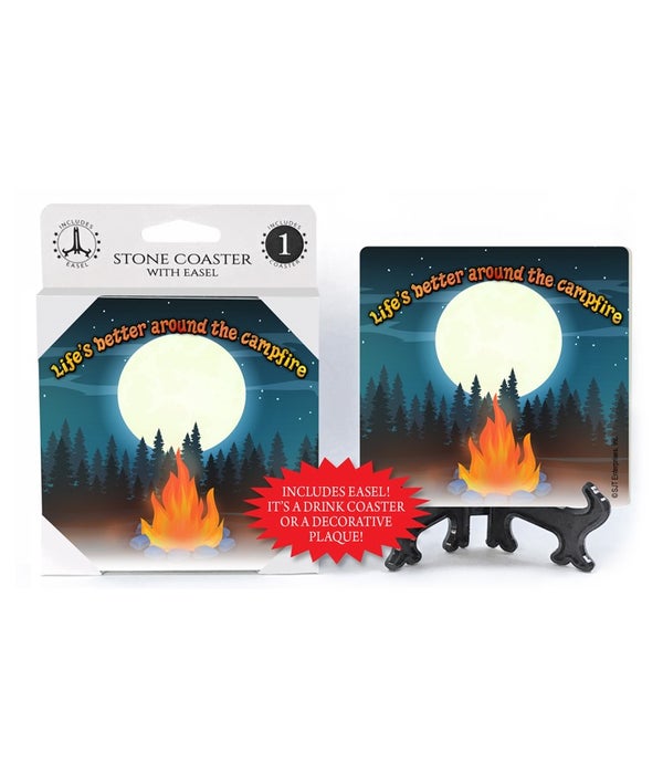 Life's better around the campfire 1 pack stone coaster