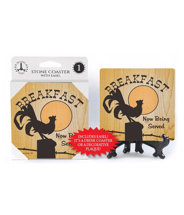 Breakfast-now being served -1 pack stone coaster