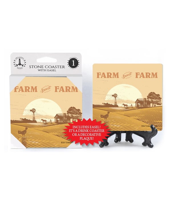 Farm Sweet Farm -1 pack stone coaster
