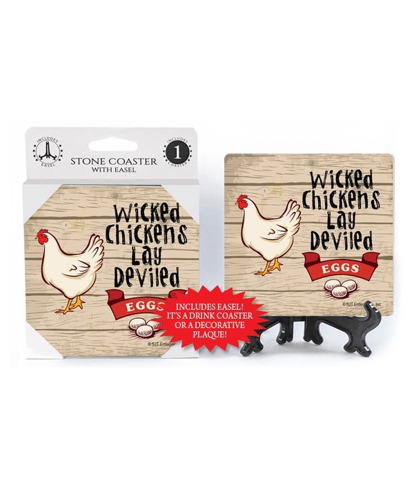 Wicked chickens lay deviled eggs -1 pack stone coaster