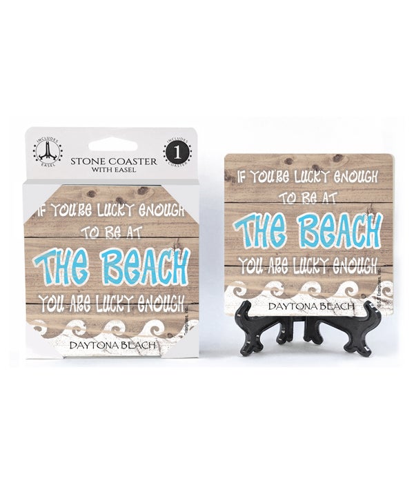 If you are lucky enough to be at the beach, you are lucky enough-1 Pack Stone Coaster