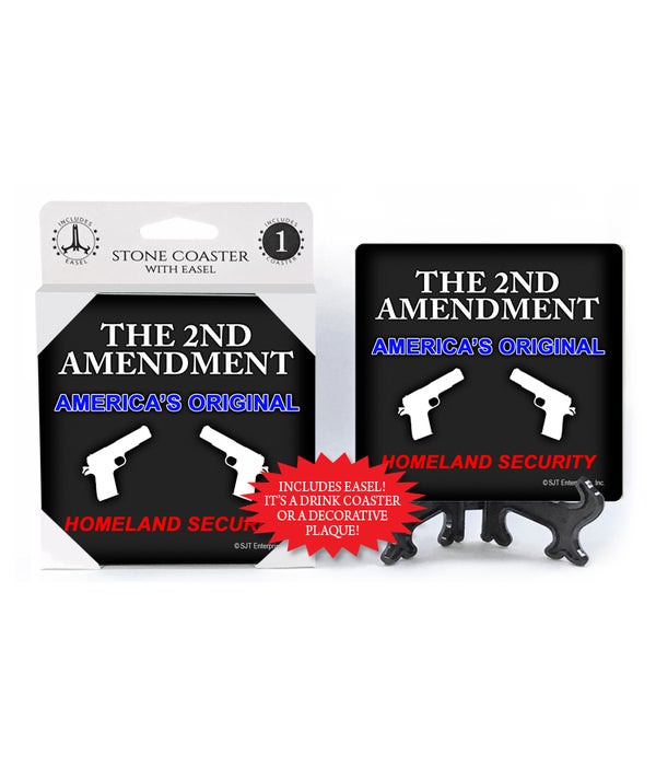 The 2nd amendment original  -1 pack stone coaster with Easel