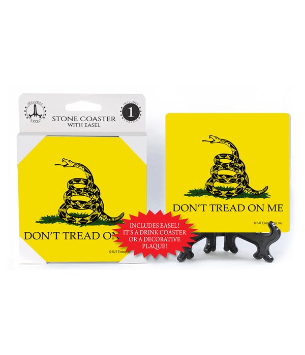 Don't Tread on Me flag  -1 pack stone coaster with Easel
