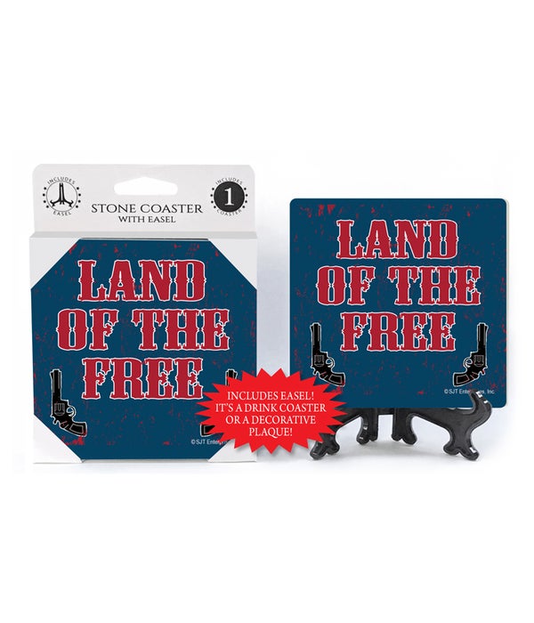 Land of the Free  -1 pack stone coaster with Easel