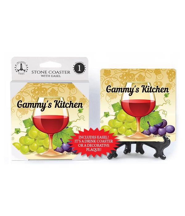 Gammyâ€™s Kitchen (wine glass and grapes) Coasters 1 pack