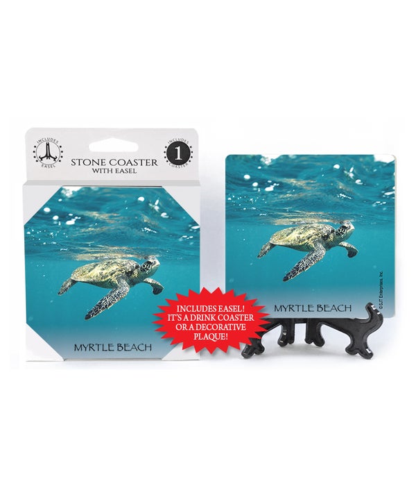 sea turtle swimming to the right at the water's surface  Coasters 1 pack