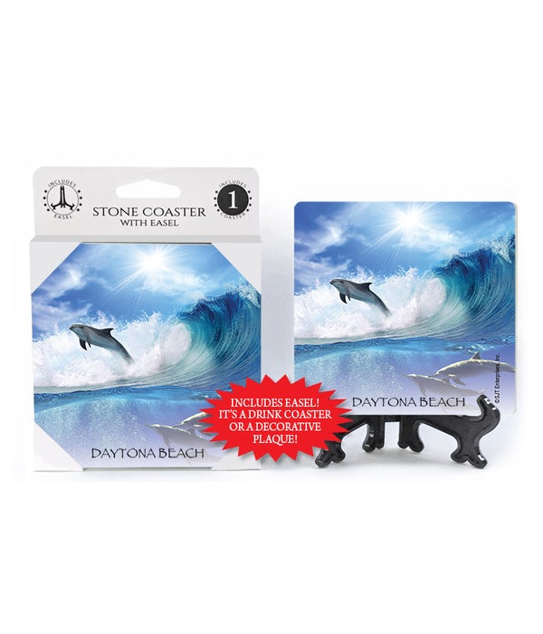 dolphin jumping to the left with wave  Coasters 1 pack