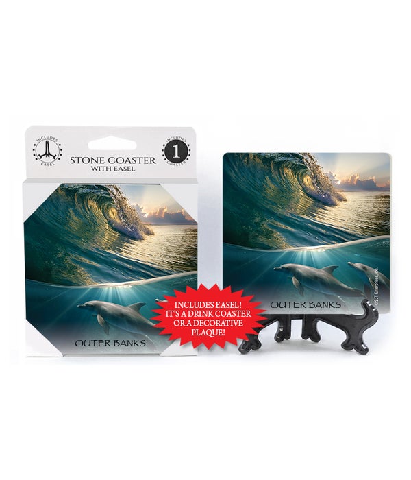 dolphins swimming underwater (with wave)  Coasters 1 pack