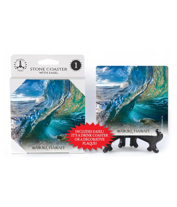 sea turtle swimming under a wave  Coasters 1 pack