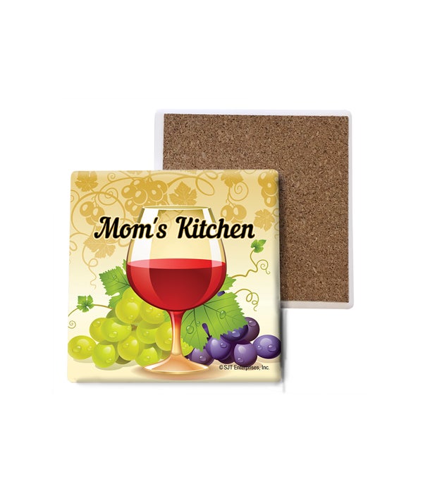 Momâ€™s Kitchen (wine glass and grapes) Coasters Bulk