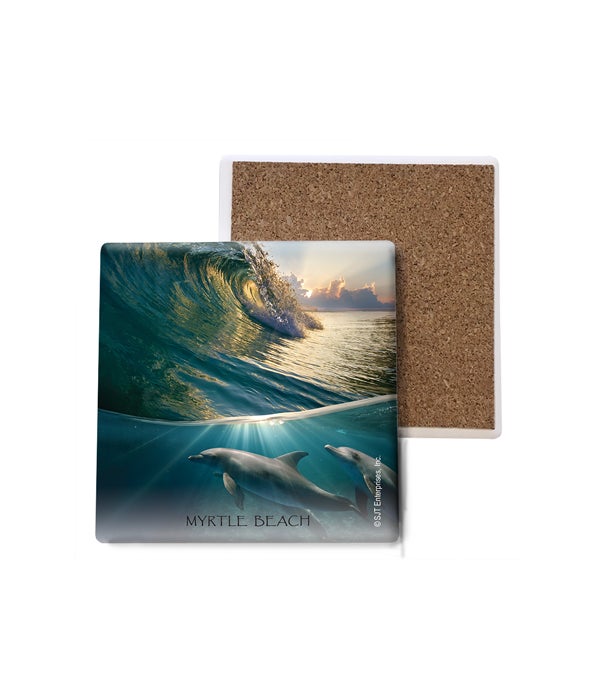 dolphins swimming underwater (with wave)  Coasters Bulk