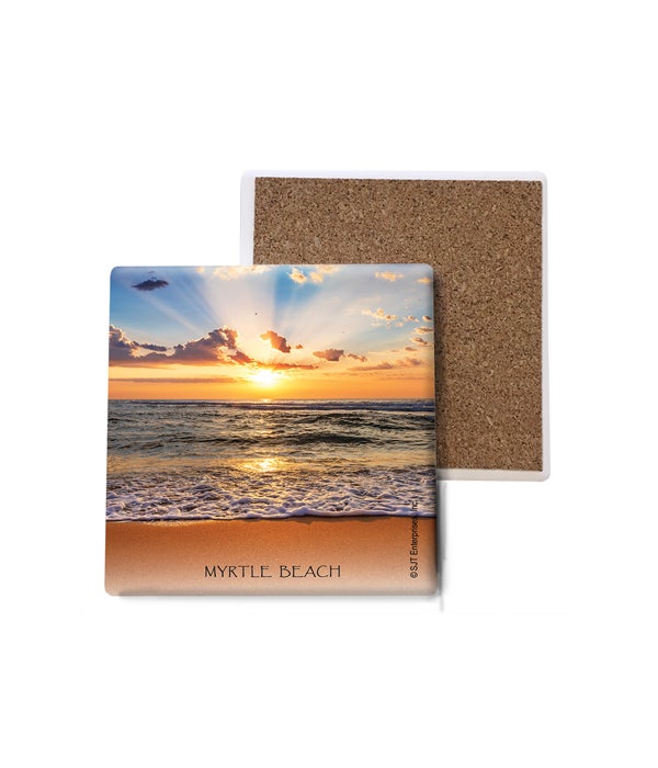sunset over ocean (blue and yellow sky)  Coasters Bulk