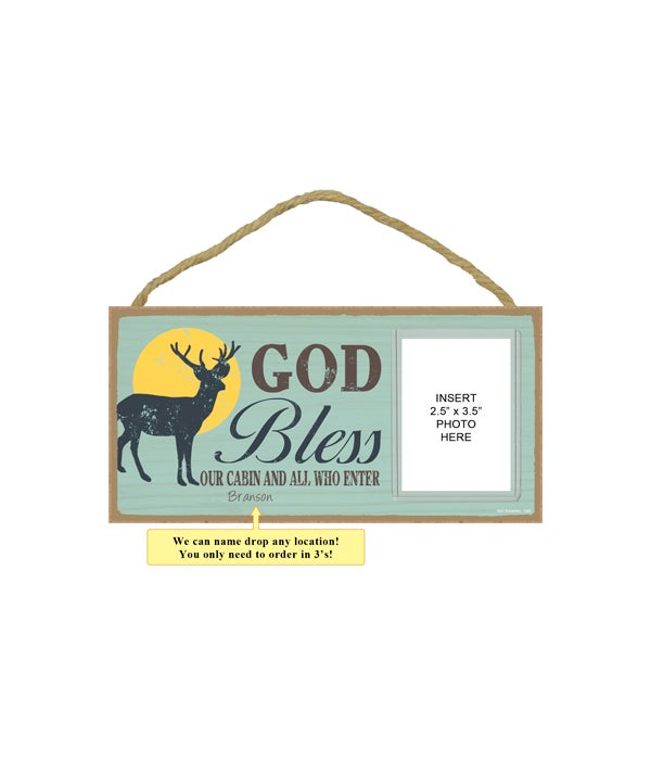 God bless our cabin-5x10 photo insert wooden plaque