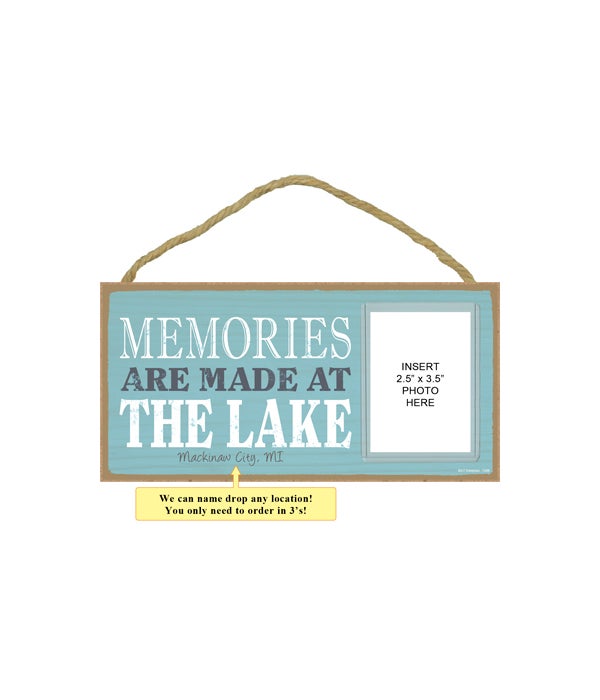 Memories are made at the lake-5x10 photo insert wooden plaque
