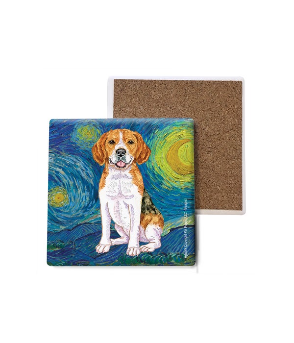 Van Gogh's Starry Night style - Beagle Coasters Bulk