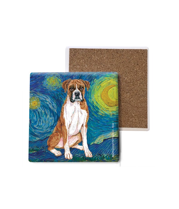 Van Gogh's Starry Night style - Boxer (uncropped ears) Coasters Bulk