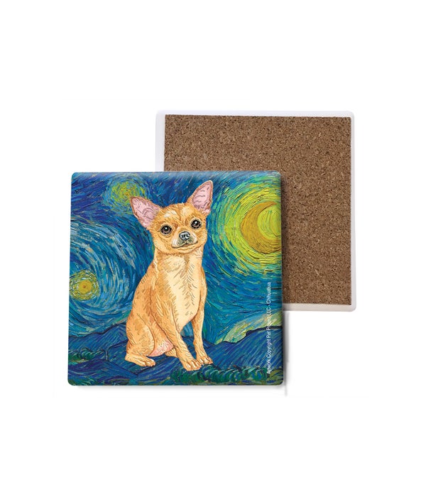 Van Gogh's Starry Night style - Chihuahua (Tan) Coasters Bulk