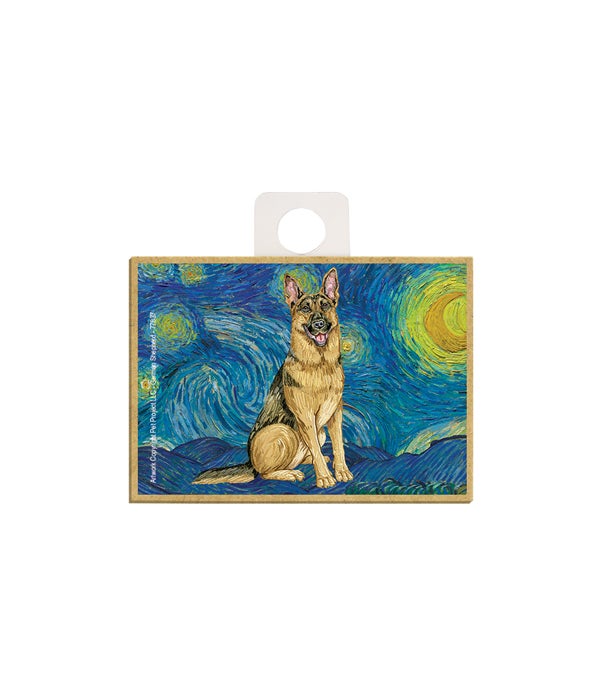 Van Gogh's Starry Night style - German Shepherd 2.5 x 3.5 wooden magnet