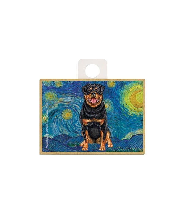 Van Gogh's Starry Night style - Rottweiler 2.5 x 3.5 wooden magnet