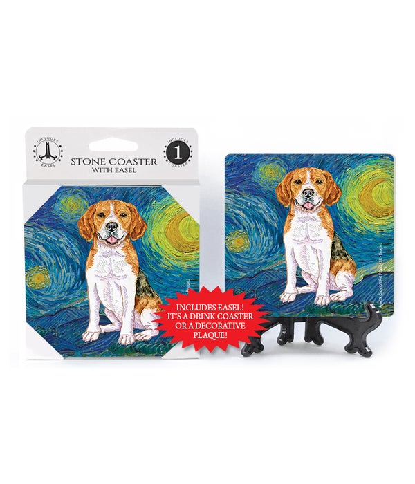Van Gogh's Starry Night style - Beagle Coasters 1 pack