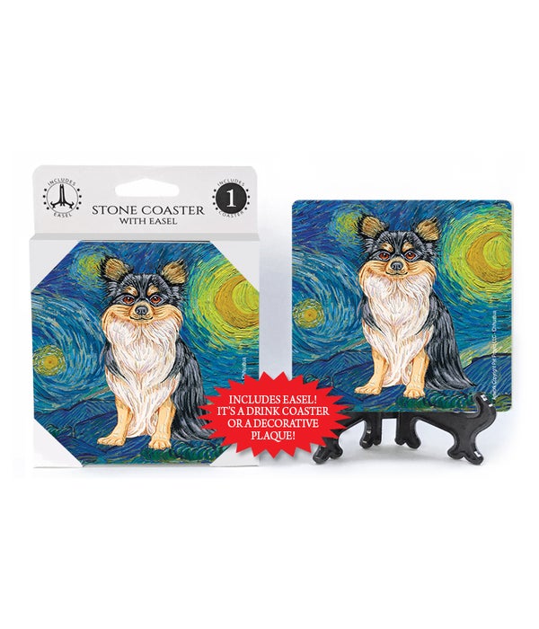 Van Gogh's Starry Night style-Chihuahua 1 pack stone coasters