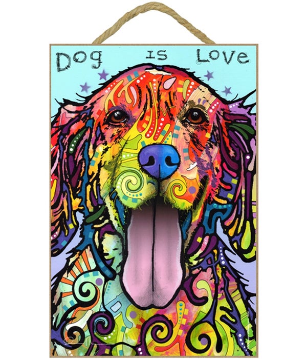 Golden Retriever - Dog is love 7x10 Russ
