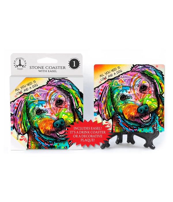 Maltese-All you need is love and a dog -1 pack stone coaster