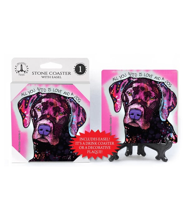 Labrador-1-All you need is love and a dog -1 pack stone coaster