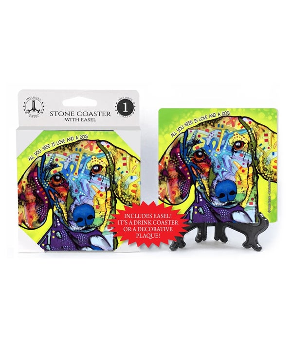 Dachshund-All you need is love and a dog -1 pack stone coaster