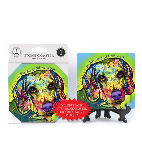 Beagle-All you need is love and a dog -1 pack stone coaster
