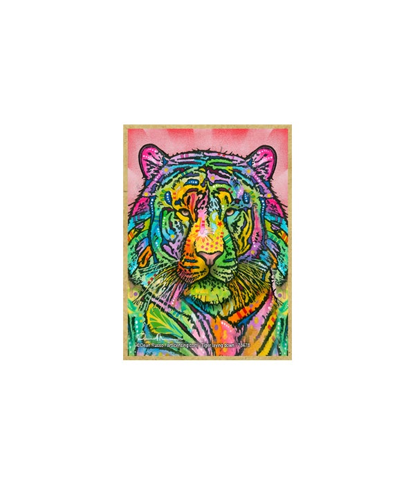 Tiger laying down-Dean Russo Wildlife Wooden Magnet
