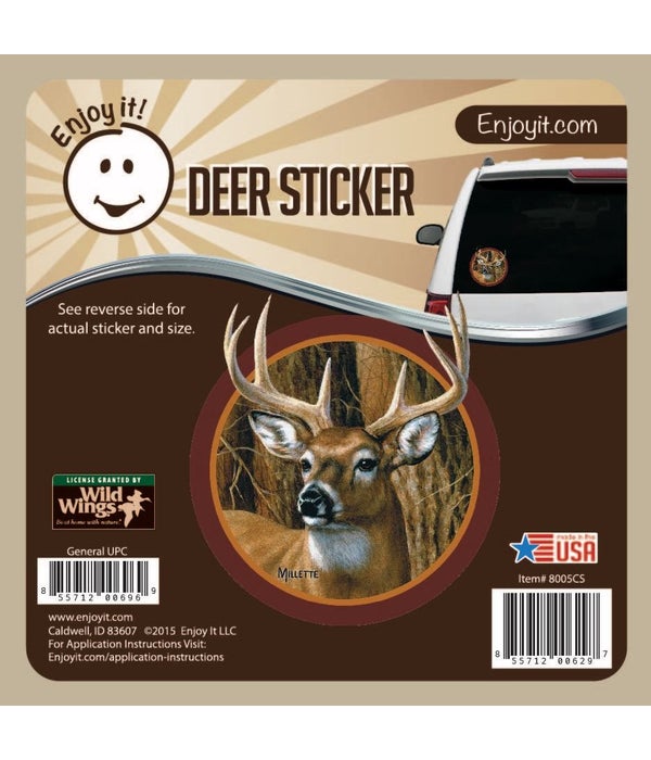 Whitetail Deer Head (Round) Car Sticker