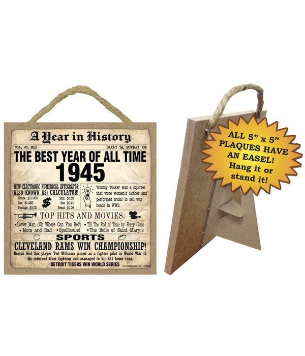 1945 A Year in History Plaques 5x5 sign