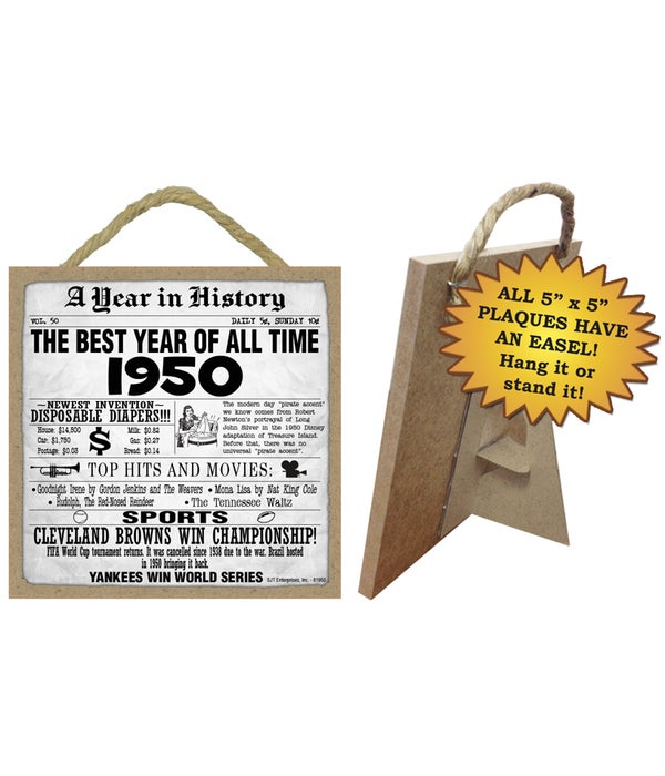 1950 A Year in History Plaques 5x5 sign