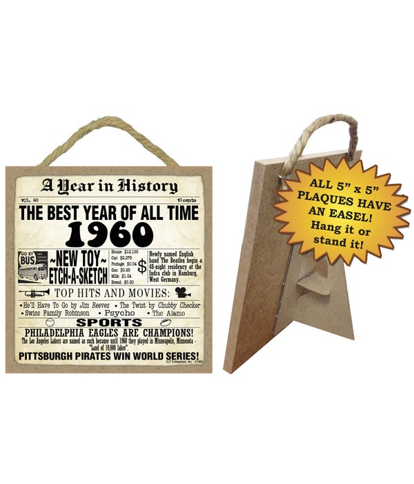 1960 A Year in History Plaques 5x5 sign