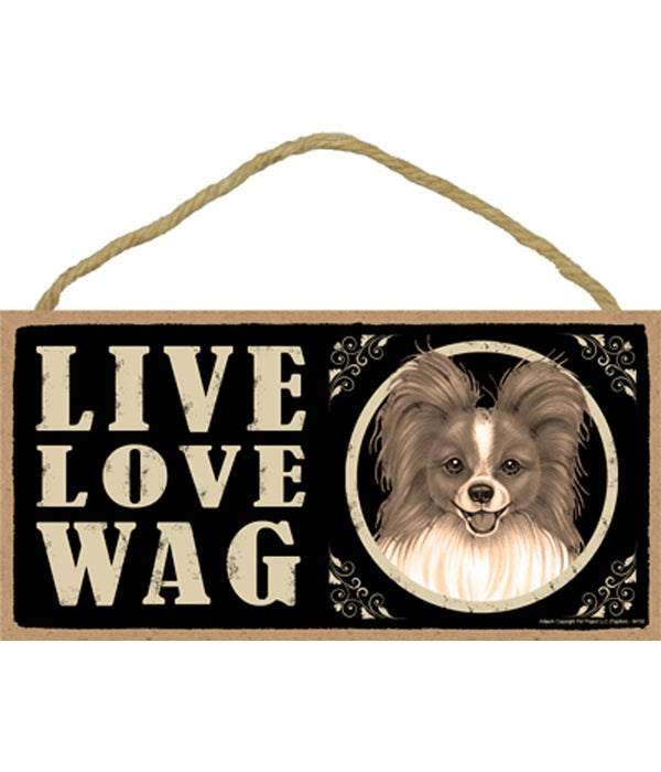 Papillon(red) Live Love Wag 5x10 plaque