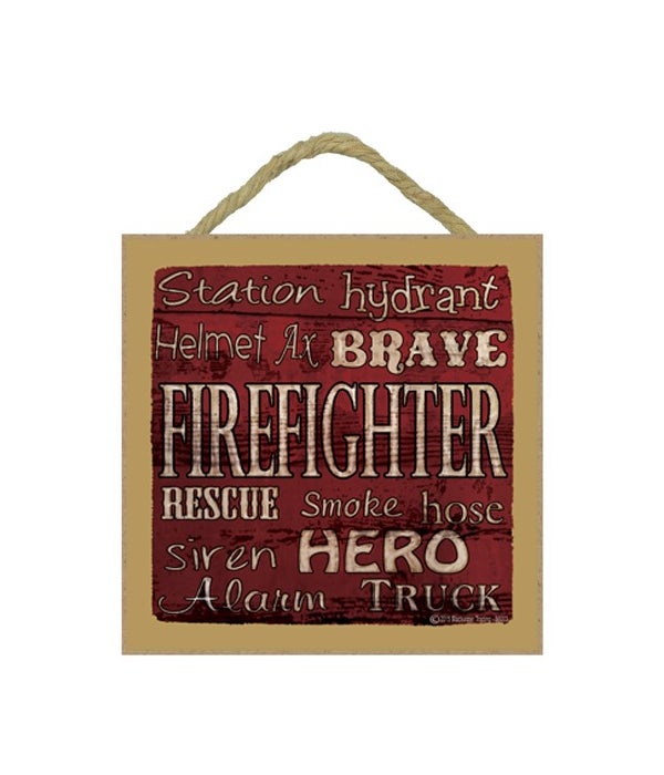 Firefighter Subway Style 5 x 5 sign