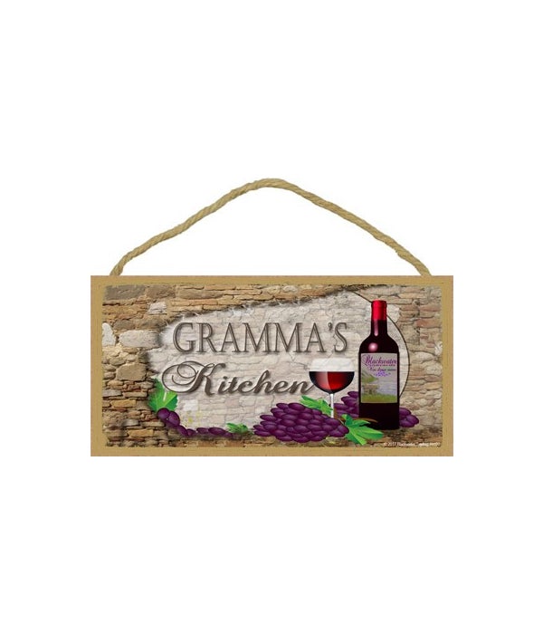 Gramma's Kitchen Wine Bottle 5 x 10 sign